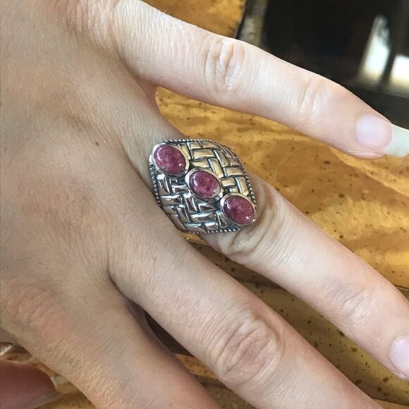 Norwegian Thulite Sterling Silver Ring Size 6 - Picture 3 of 8